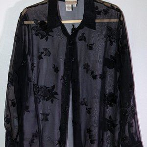 Sheer black patterned blouse